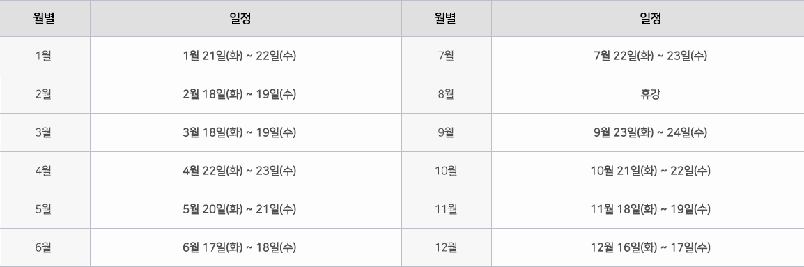 2025연간일정